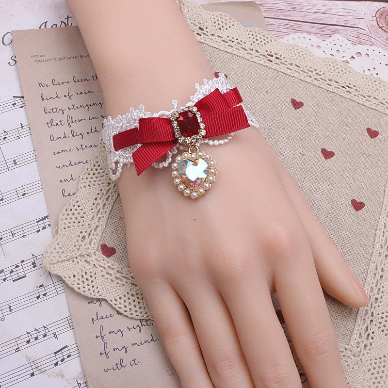 Independent Brand - Heart Pearl Bow - Necklaces, Bracelets and Collars with Heart Charms