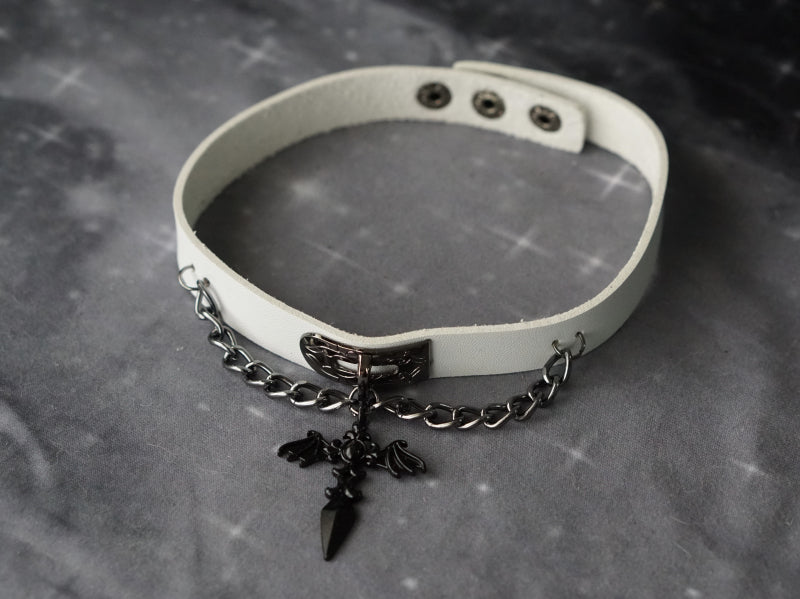 Strange Sugar - Gothic Lolita Cross Leather Choker - Neckwear