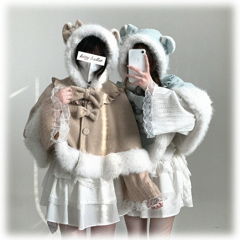 KittyBxllet Bow Kitten Cat-Ear Fleece-Lined Cape — additional product view