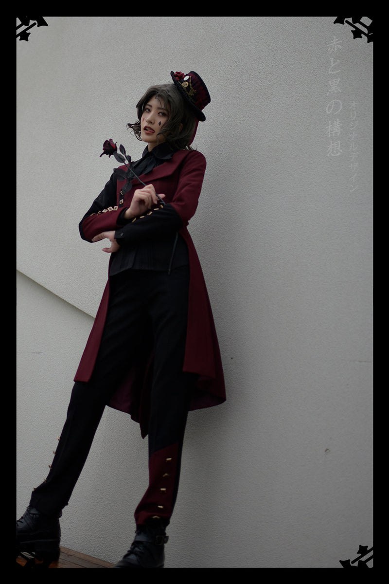 Princess Chronicles - Red and Black - Retro Ouji Lolita Handsome Black Pants