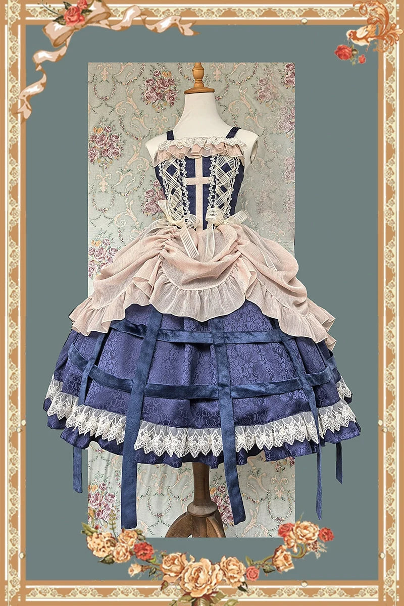 Lilith's Cage - Gothic Lolita JSK Dress & Blouse Navy Blue JSK S
