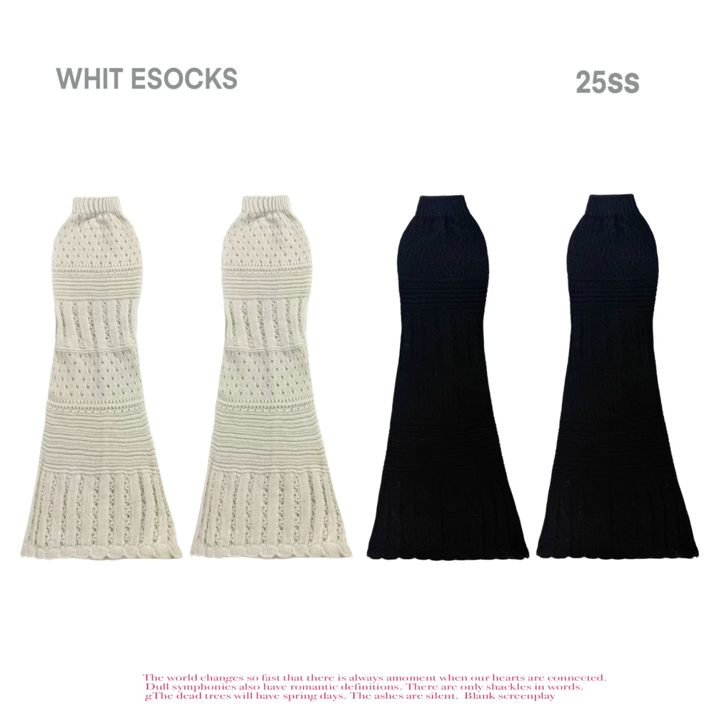 Milky white and gray 2-pair pack of ribbed knit slouchy mid-calf Lolita socks