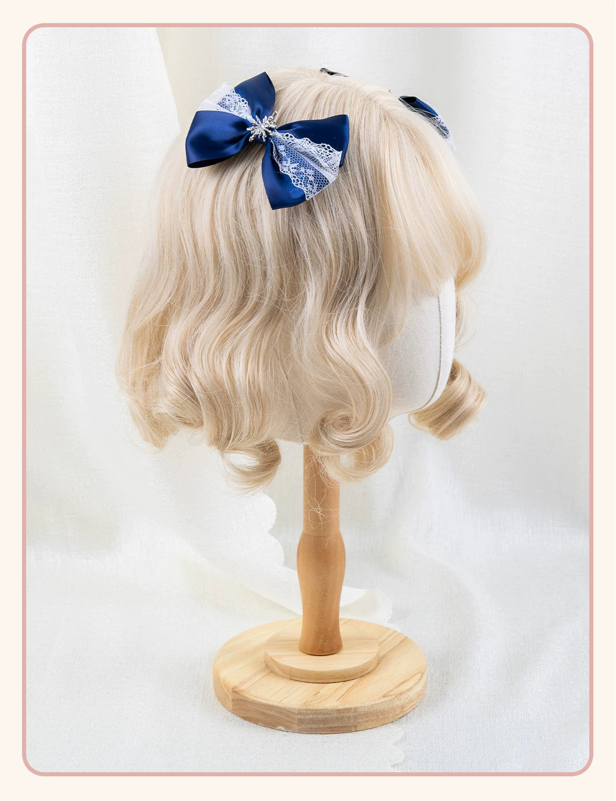 Stardust Rose - A041 - Navy Lace Headwear with Ribbon Bows