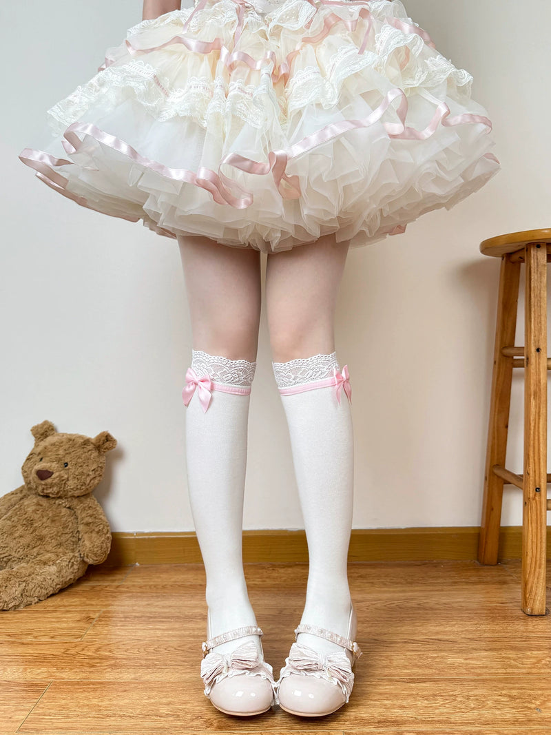 Chubby Bear Tales - Ribbon Charm - White Socks with Side Bows
