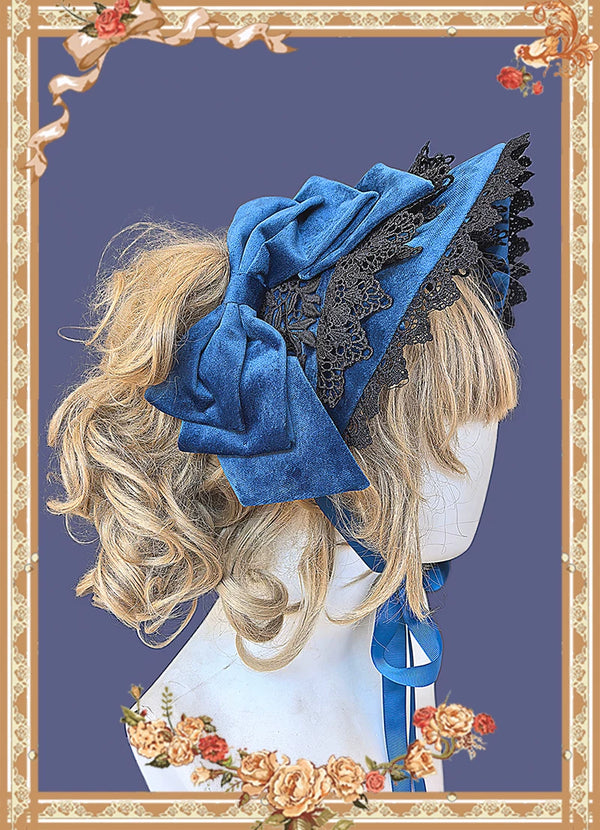 Infanta - Rose Sanctuary - Open-Crown Velvet Bonnet