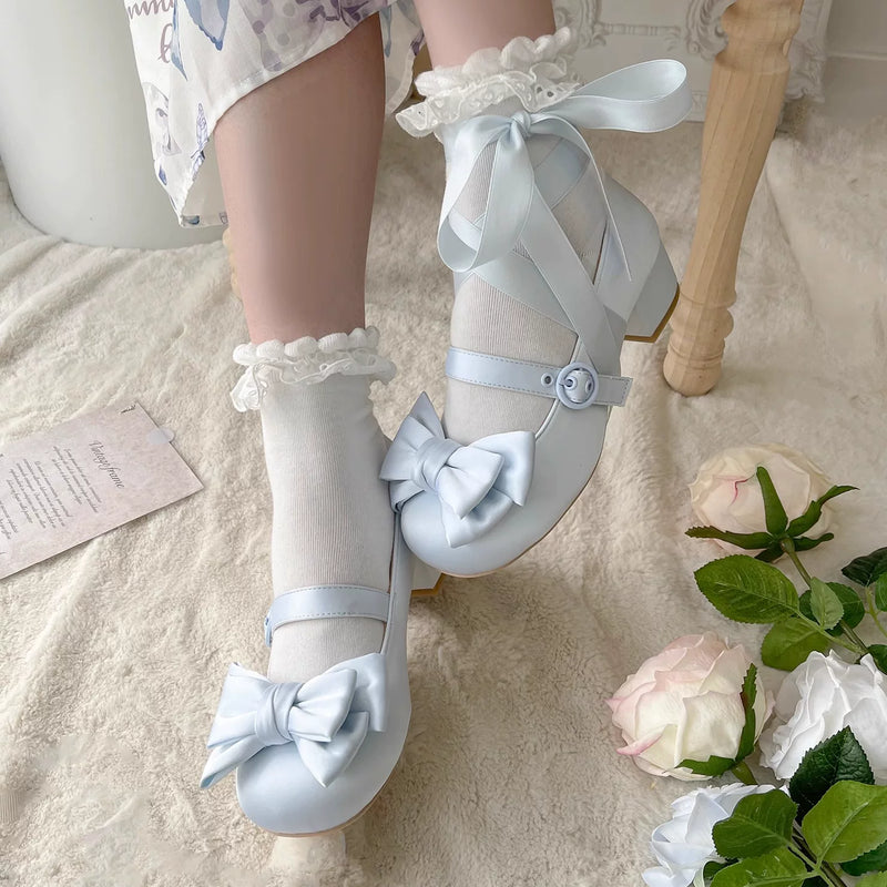 MODO Sissi Round-Toe Satin Lolita Shoes – design details – view 7