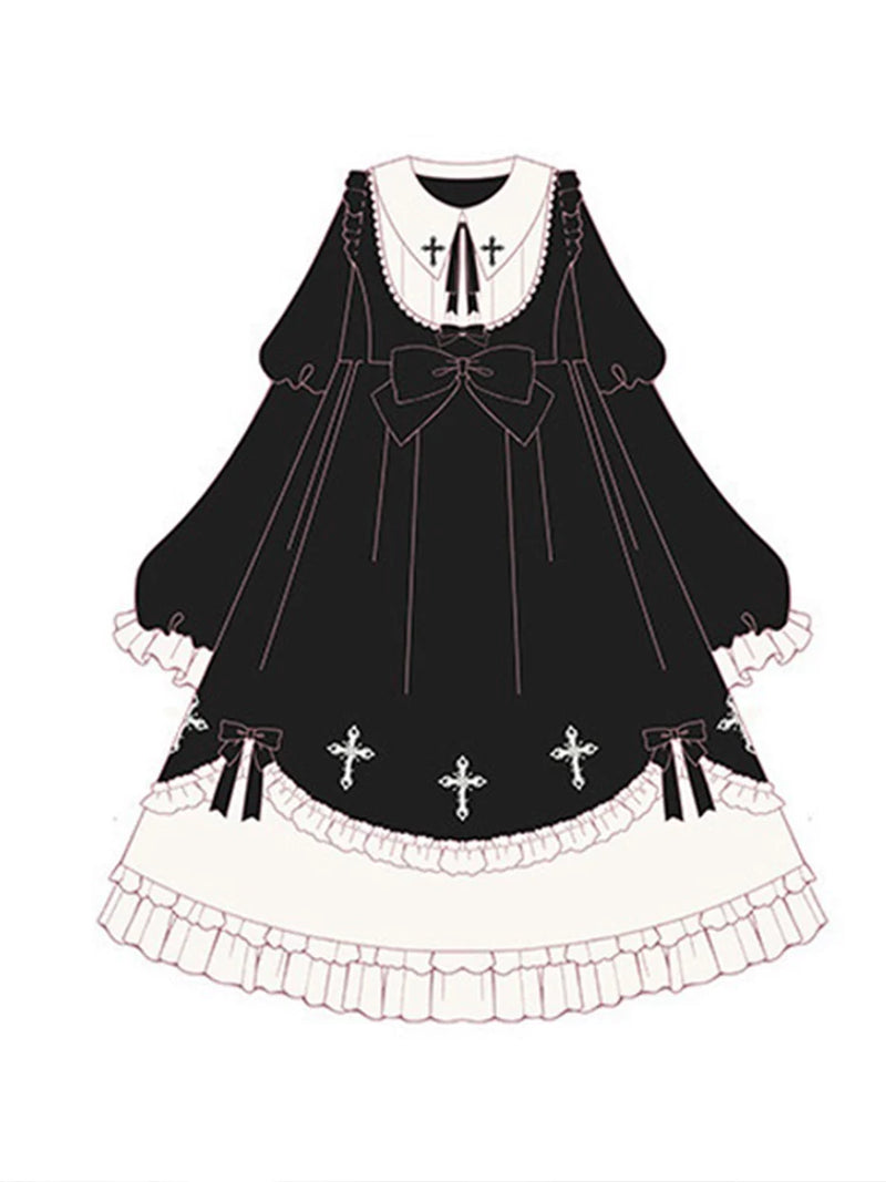 Yueele - Crimson Nocturne - Plus-Size Gothic Lolita OP Dress - detail view 4