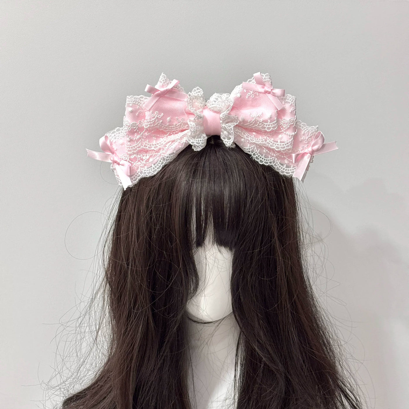 Cat Tart - Handmade Lace Bow - Lace-Trimmed KC Hair Accessory with a Large Bow