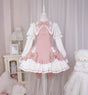 S / pink long-sleeved dress + bow at the back