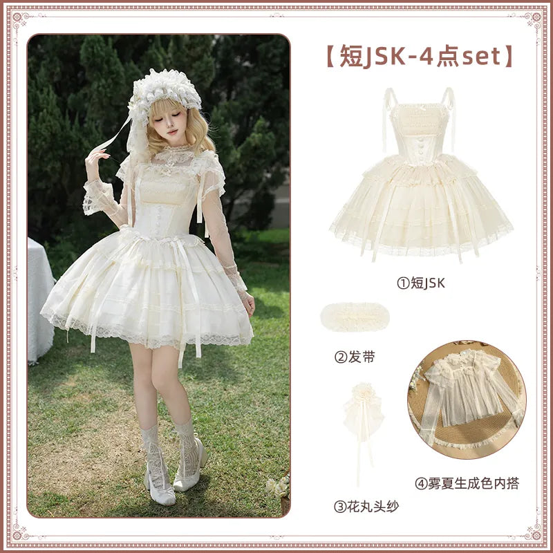 With PUJI - Confession Poem - Classic Lolita Corset JSK Set, Lace & Bows detail view 8