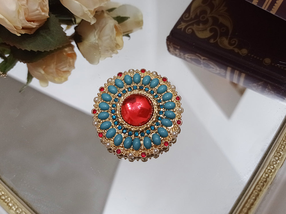 Dusk Bester - Egyptian Lolita Brooch Waistband Shawl turquoise round brooch