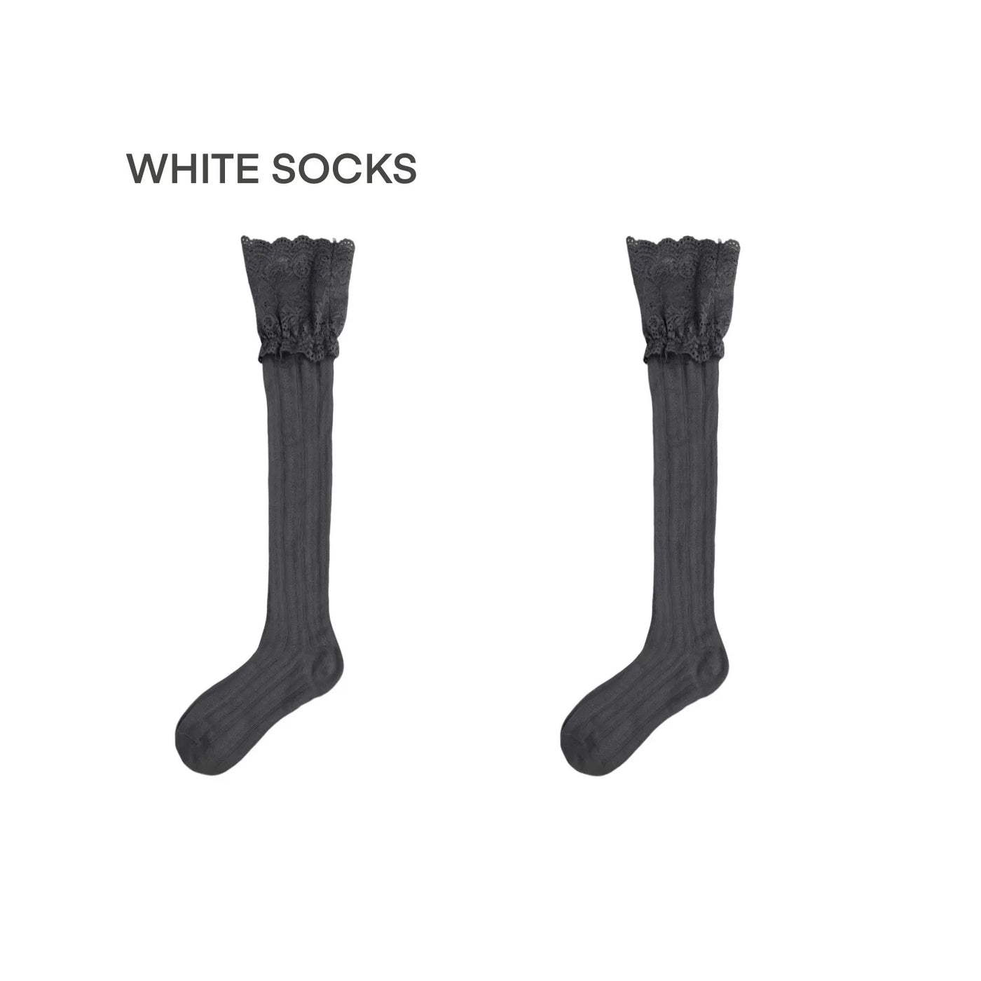 White Socks - Ballet Lace - Mid-calf socks with lace cuffs