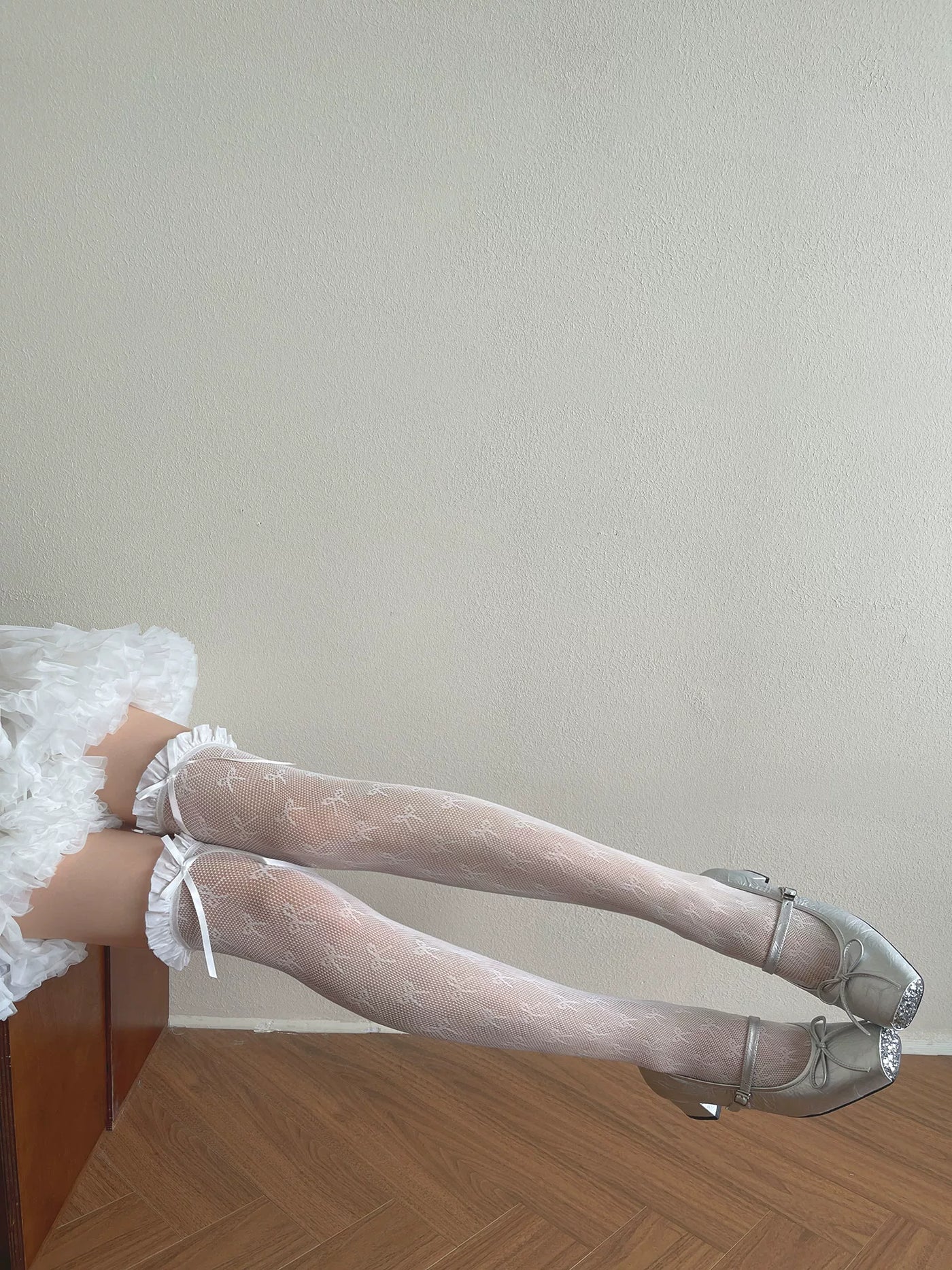 Sock Noble - Ribbon Lace - Over-the-Knee Socks with Ruffled Lace Cuffs and Bows