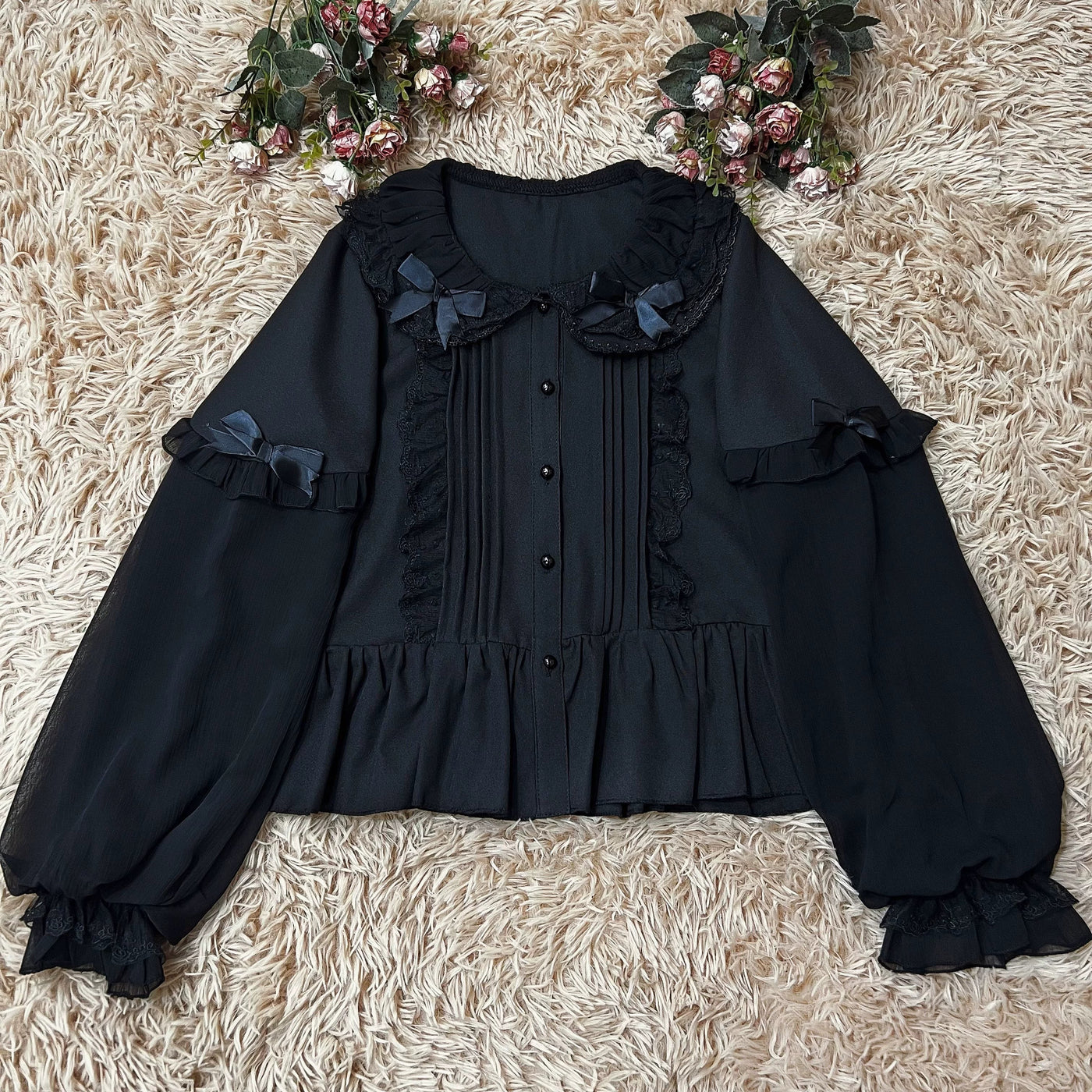 DMFS Lolita - Sweet Lolita Blouse Double-layered - Puff Sleeves Lolita Shirt Innerwear