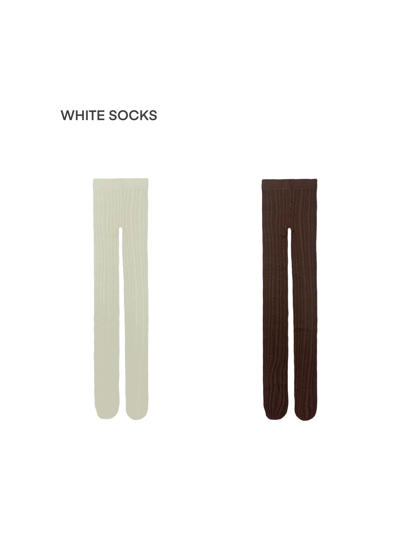 White Socks - Vintage Heart Flower Stripe - Patterned Tights with Heart-and-Flower Stripes