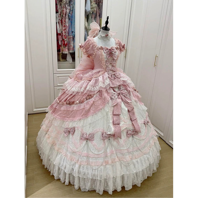 Dream Island - Rococo Sweet Lolita Gown - Blue floor-length tiered