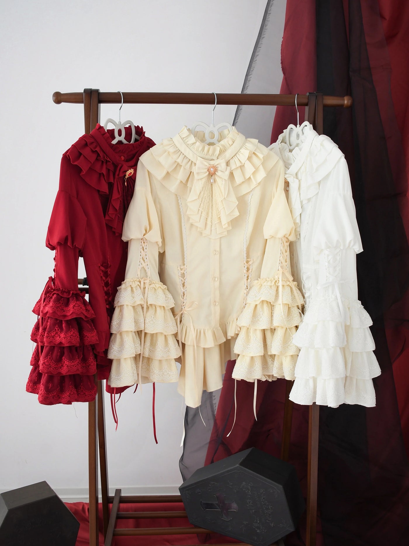 DMFS Lolita - Good and Evil Angel - Gothic Lolita SK Set, Retro Princess Sleeve Blouse