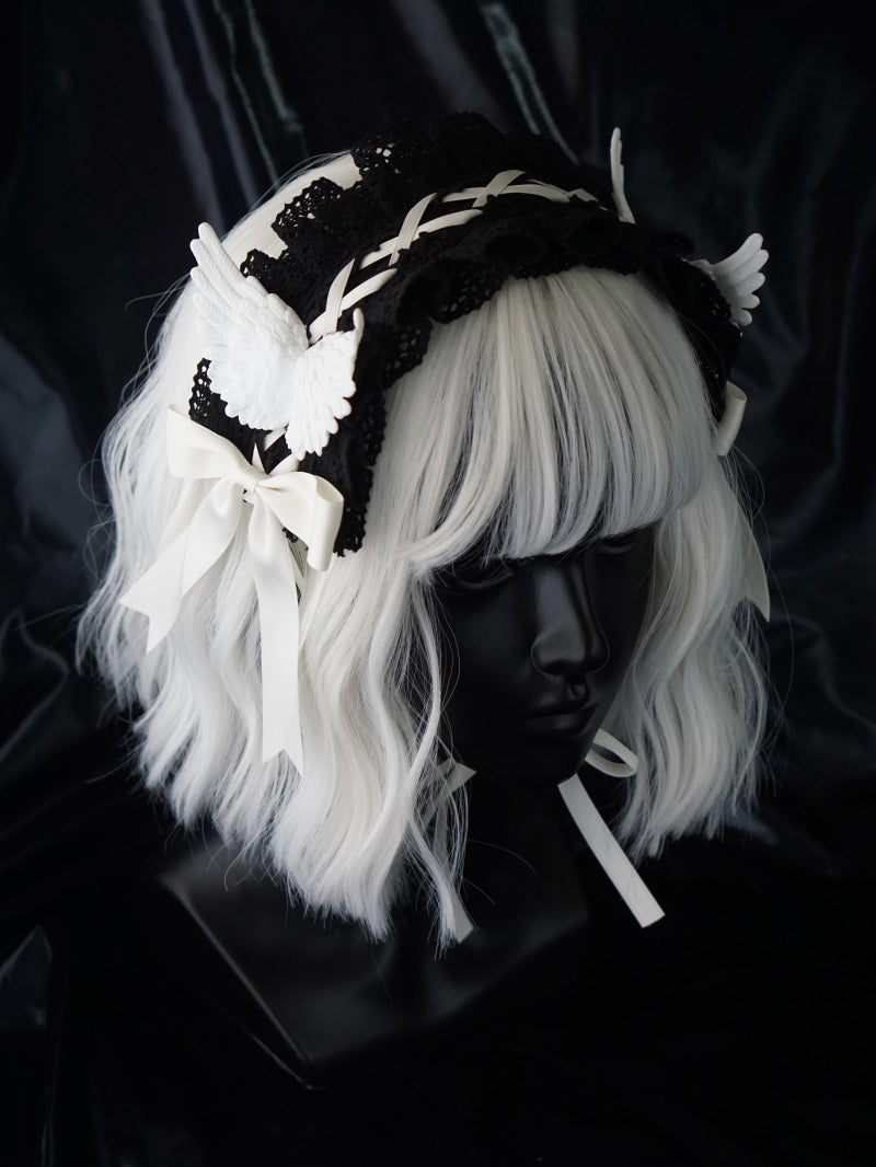 Strange Sugar - Black Wings Halloween Goth Lolita - Hairband Headwear