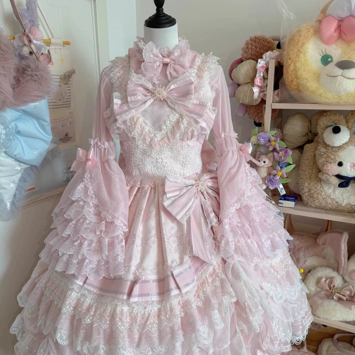 Sweetheart Dream Machine - Princess Sleeve - Chiffon Blouse with Layered Lace Ruffles