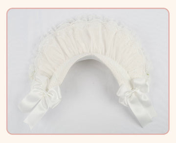 Stardust Rose - Autumn-Winter Dream - Lace-Trimmed Flat Hat with Ribbon Bows
