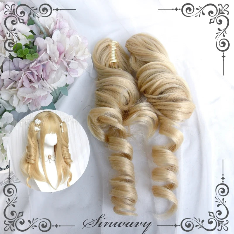 Sinwavy - 55CM Blonde Lolita Curl Wig - Detachable Double Ponytail Wig