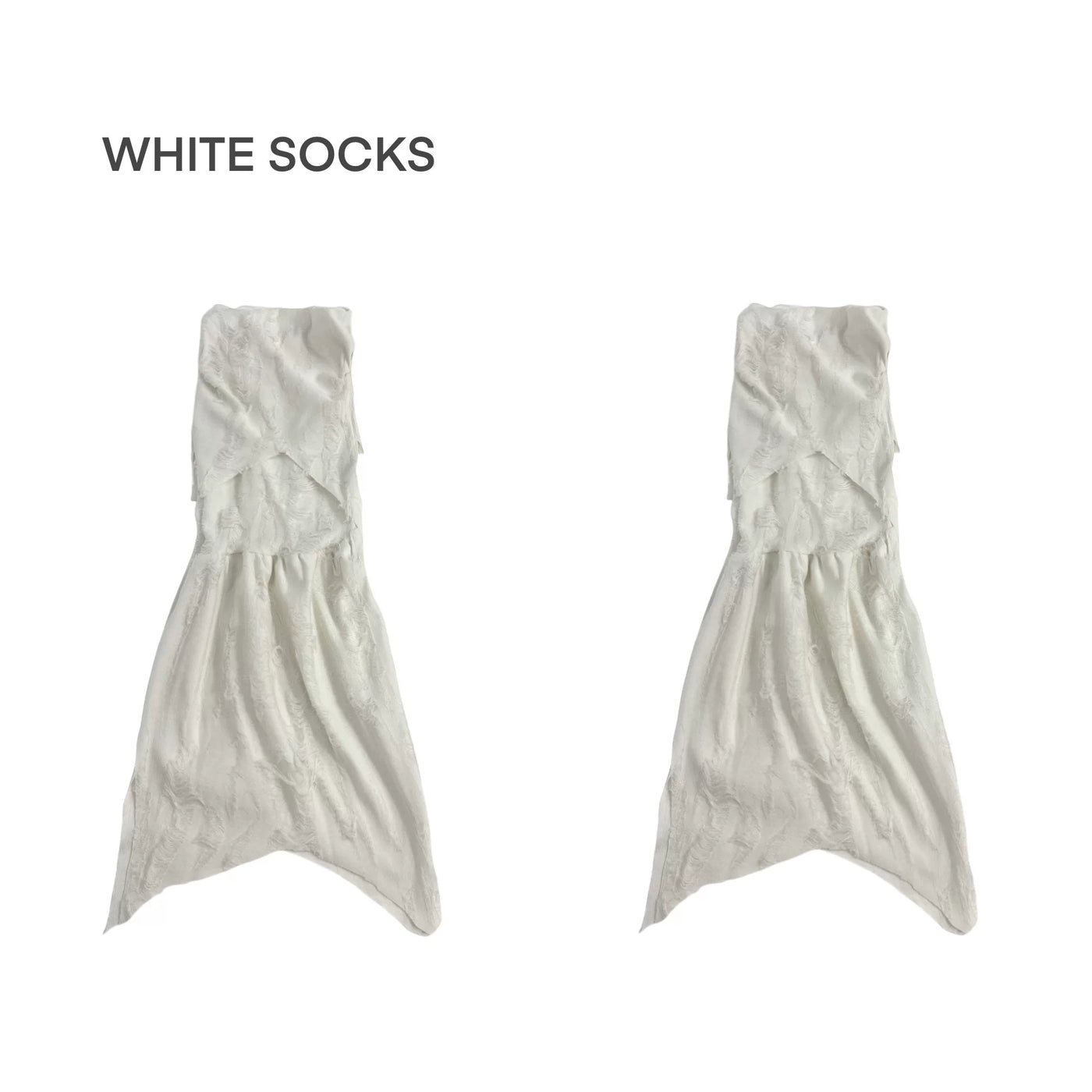 White Y2K asymmetric distressed leg gaiters
