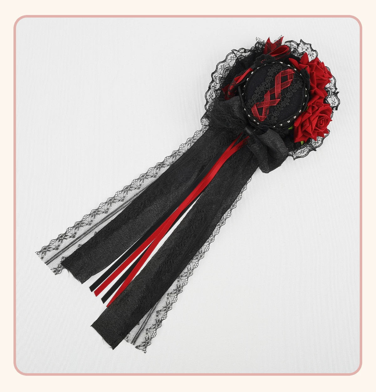 Stardust Rose - Rose Covenant - Lolita Accessories with Red Roses and Black Lace