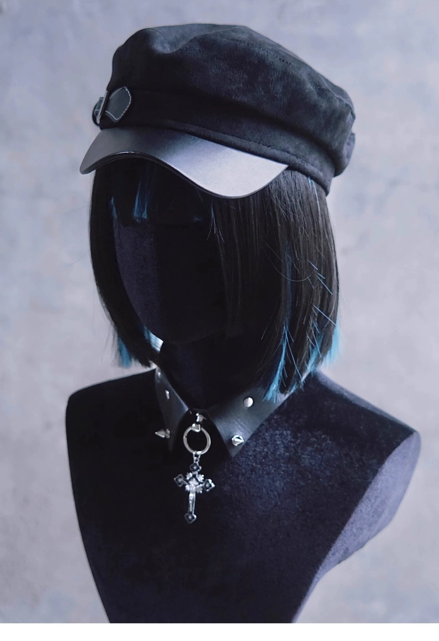 Strange Sugar - Gothic Lolita Hat Leather Buckle - Lolita Newsboy Hat Headwear