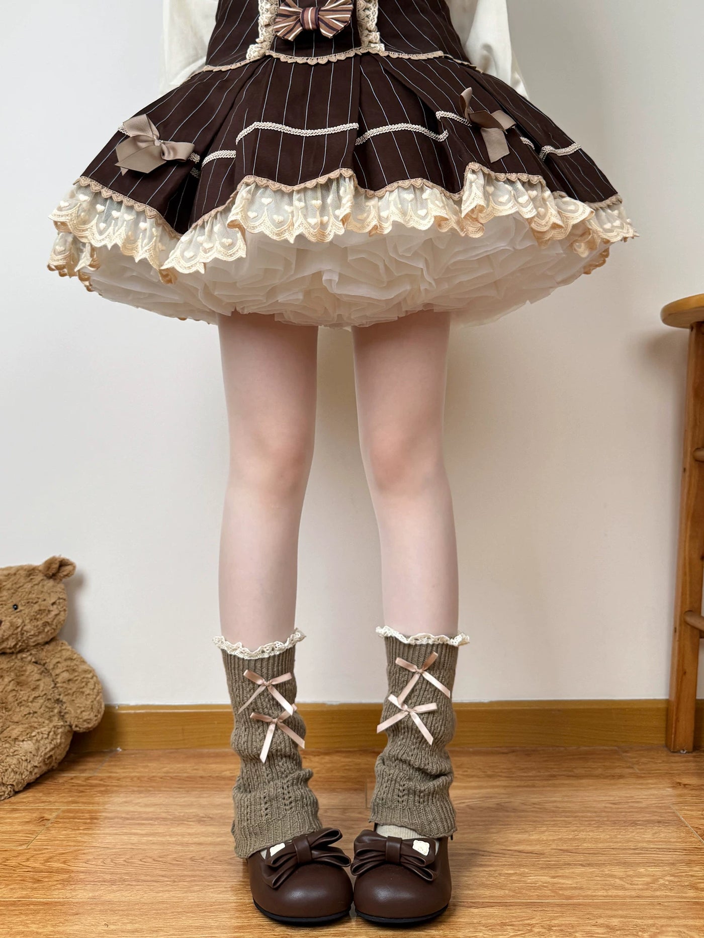 Chubby Bear Tales - Antique Doll - Slouchy Leg Warmers with Ribbon Bows