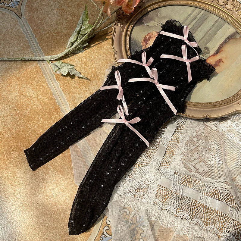 WAGUIR - Sweet Lolita Mid-Calf Socks 3-Layer - Lace Mesh Fairy Thin Socks Socks