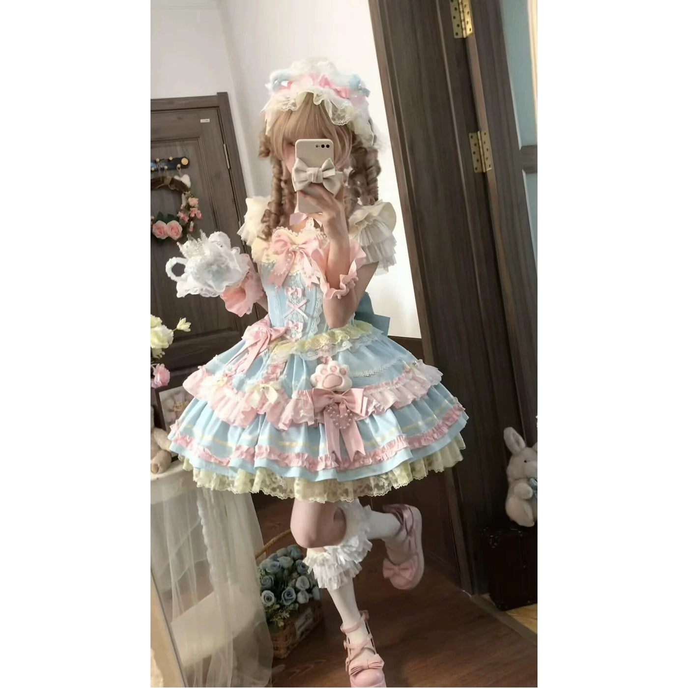 Creamy - Candy Palette - Blue-and-Pink JSK Dress Set with Train