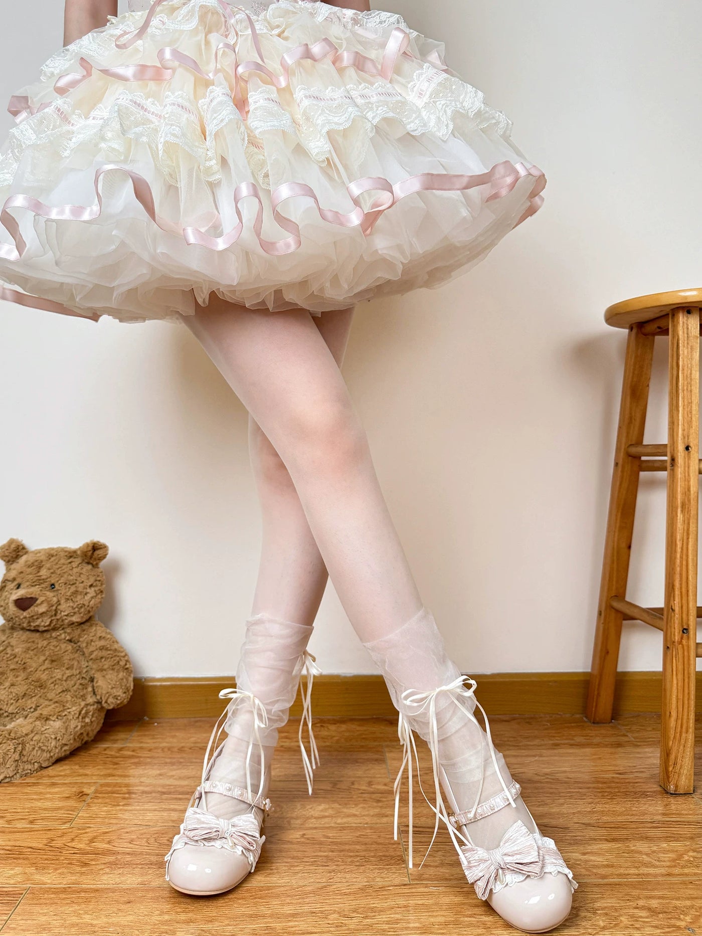 Chubby Bear Tales - Ballet Bow Collection - Mesh socks with varied bow and lace details
