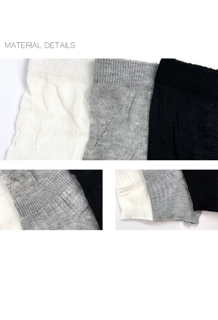 White Socks - Simple Slouch - Mid-Calf Socks with Ribbed Cuffs