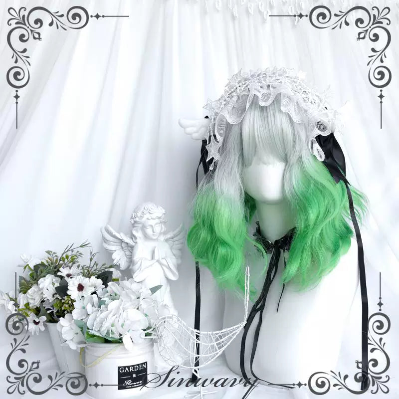 Silver-green gradient gothic short wig - view 4