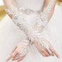 Long style - white rose rhinestone version - finger-hook tie
