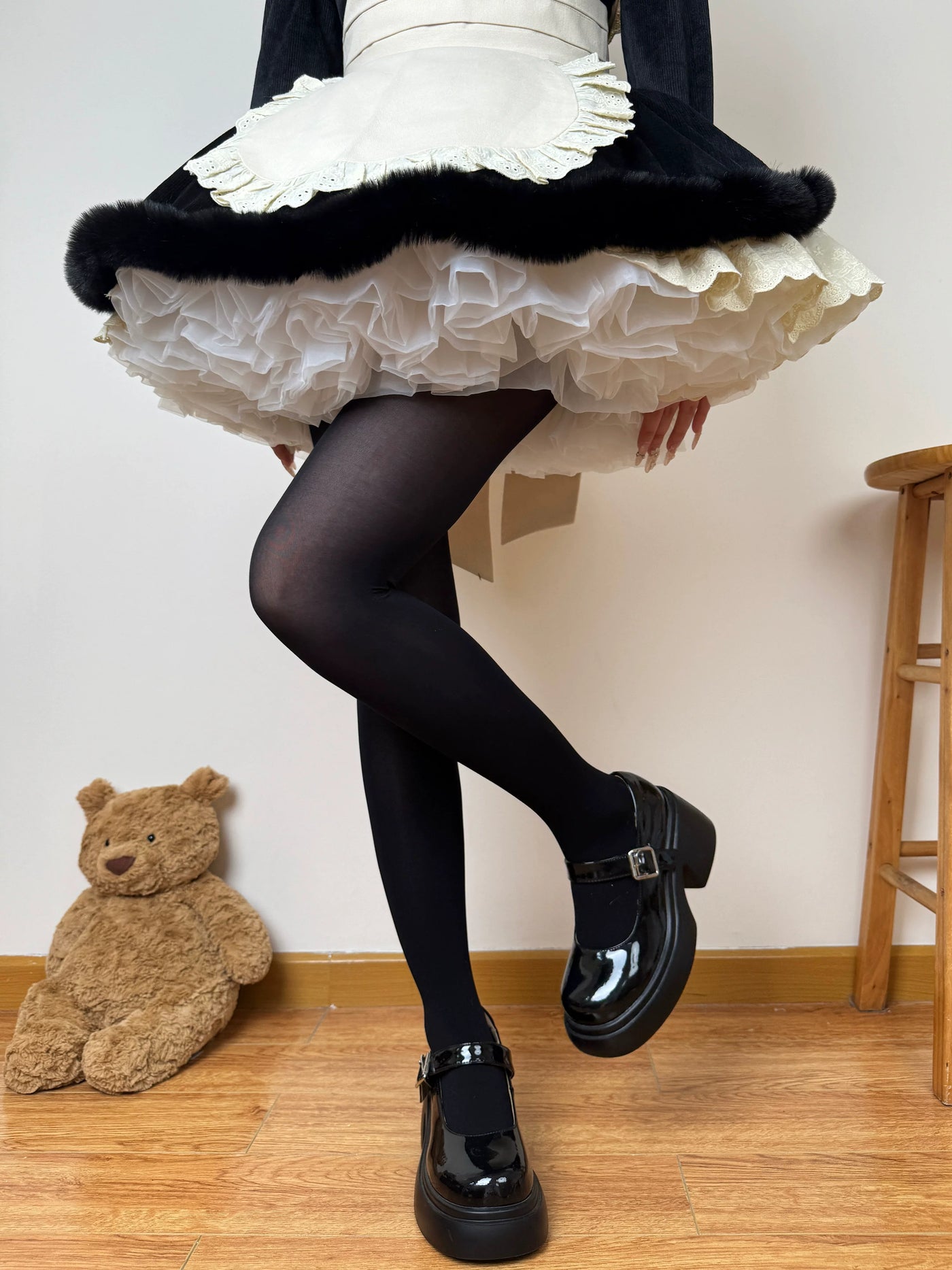 Chubby Bear Tales - Seasonal 100D Base Layer - Pantyhose in Milky Yellow, Black or White