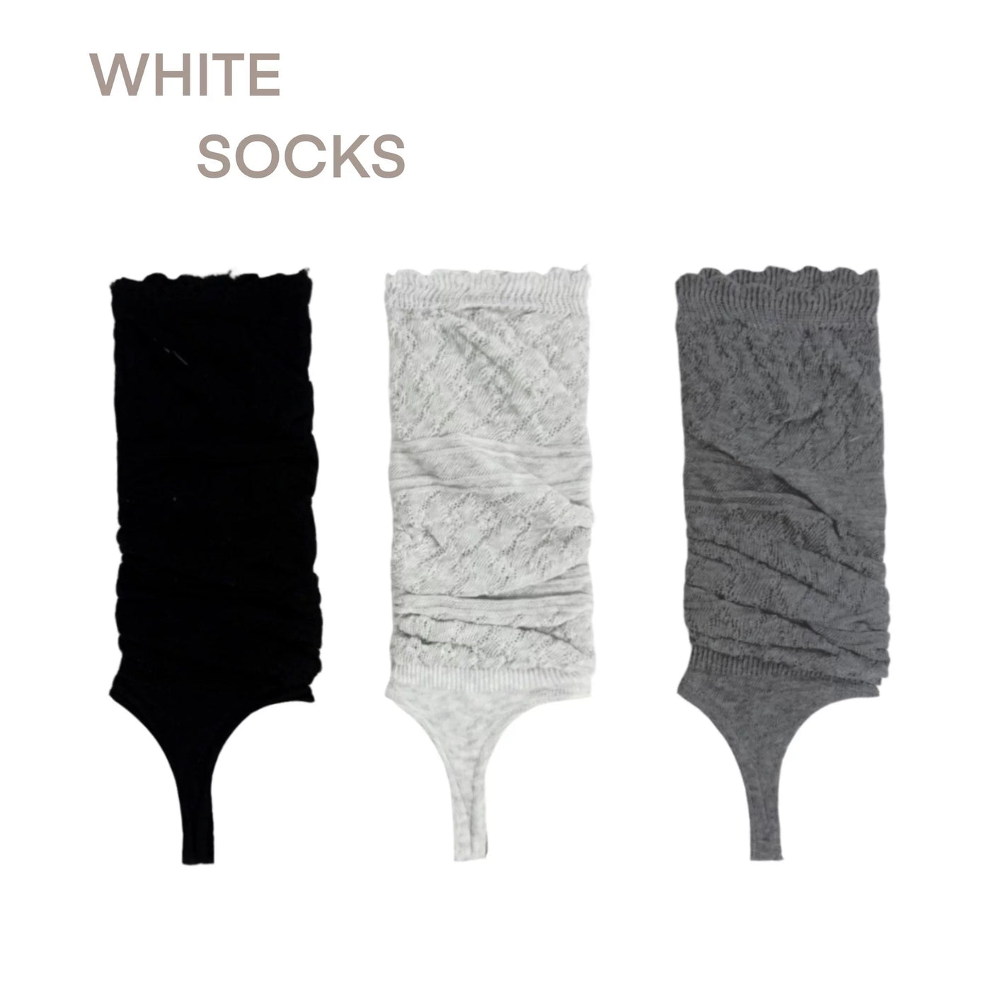 White Socks - Openwork Slouchy Knit - Sock Covers