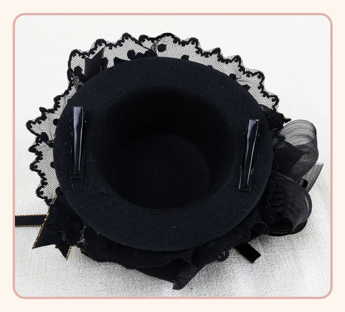 Stardust Rose - Dark Gothic - Black-and-Gold Mini Hat Hair Accessory with Layered Bows