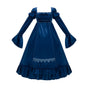 Royal Blue High-waist Empire Ruffle OP Pre-stock In stock / S