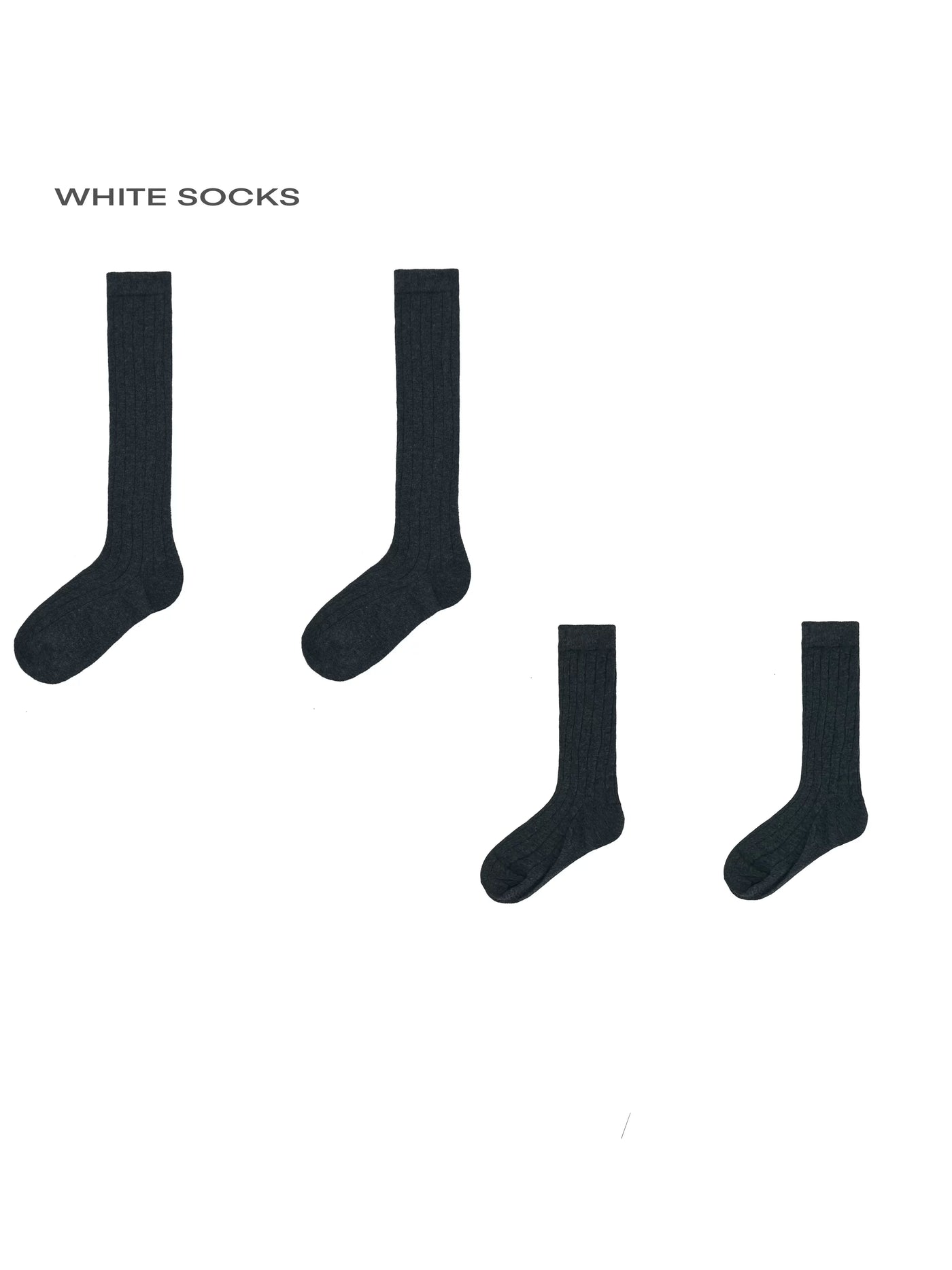 White Socks - Vertical Stripe - Ribbed Calf Socks with Slouch Folds