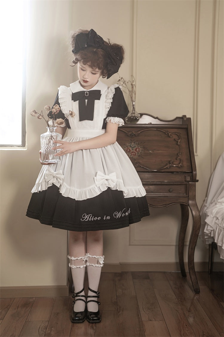 Letters from Unknown Star - Sweet Alice - Short Sleeves Maid Lolita OP