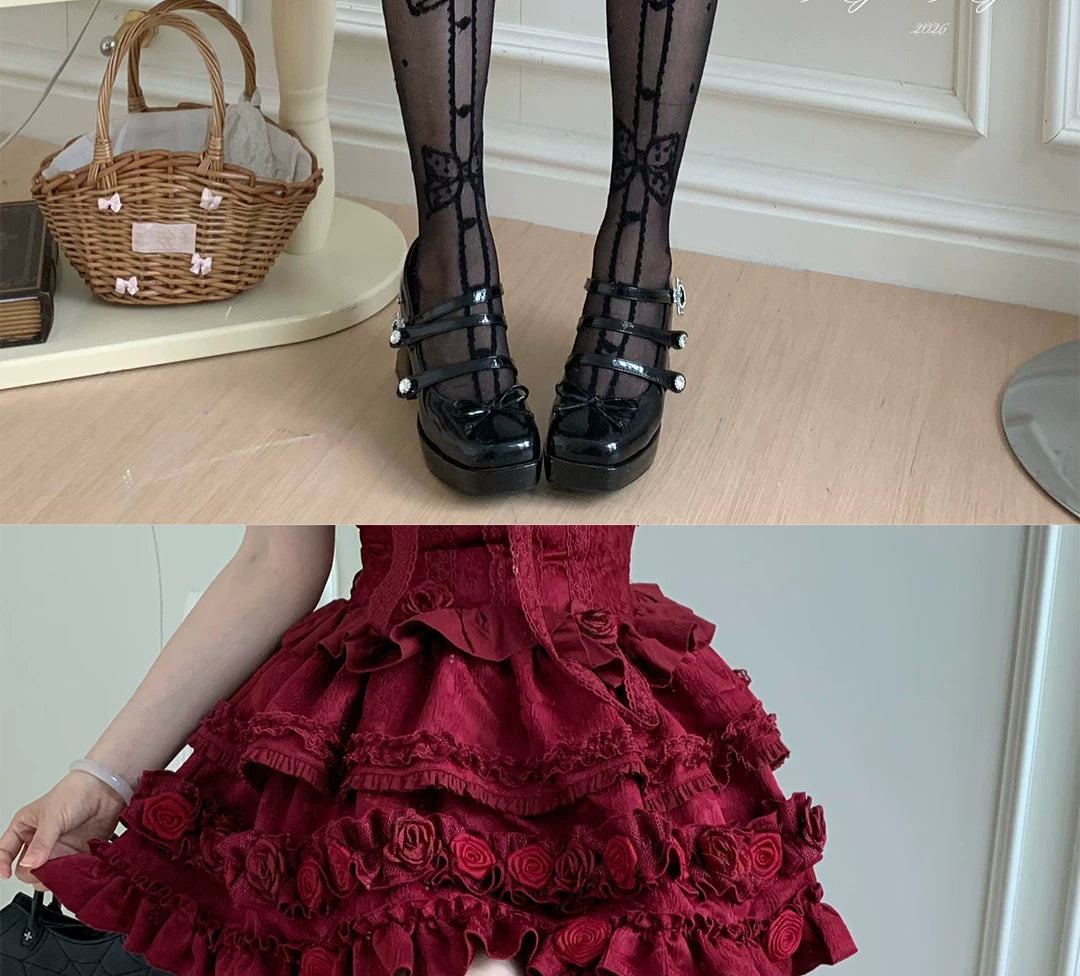 roji roji - Anne's Gift - Over-the-Knee Socks with Ribbon Motifs