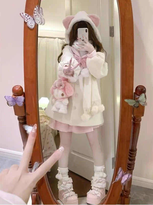 Creamy - Soft Bow - Outerwear and half skirt set with a large bow