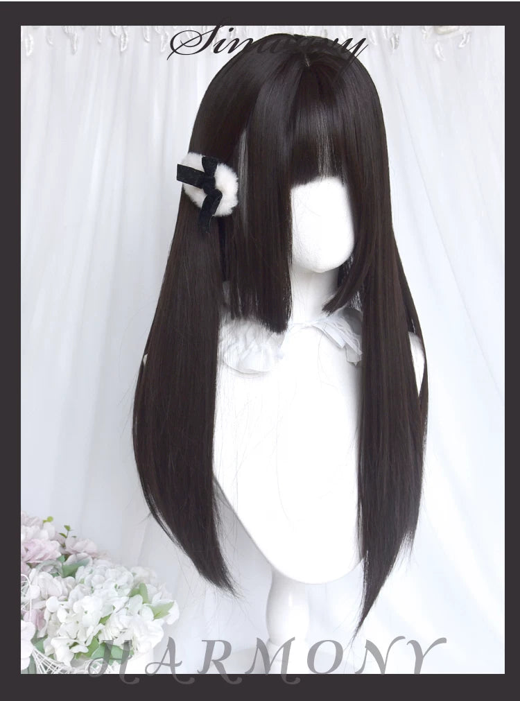 Black-brown long straight princess-cut wig - view 6