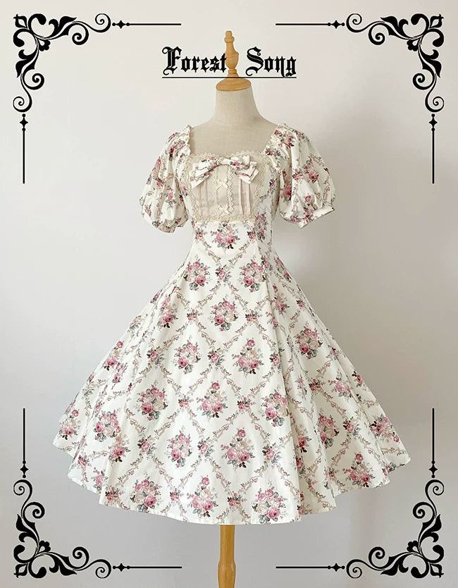 Forest Song - Pastoral Poem - Floral Panelled OP Dress - detail view 8