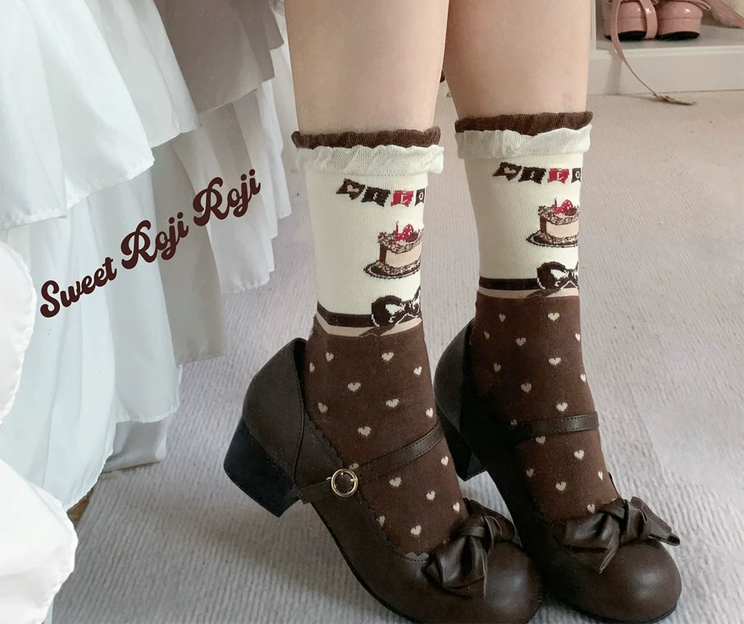 Roji Roji - Sweet Lolita Socks Cake Pattern - Winter Socks Socks