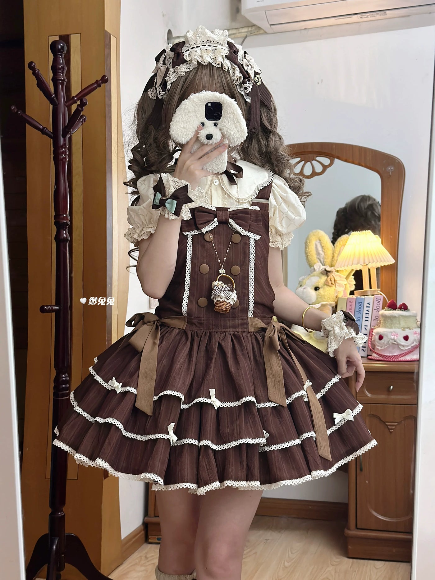 White Tea Story - Mian Mian Bing - Tiered cotton Lolita jumper skirt