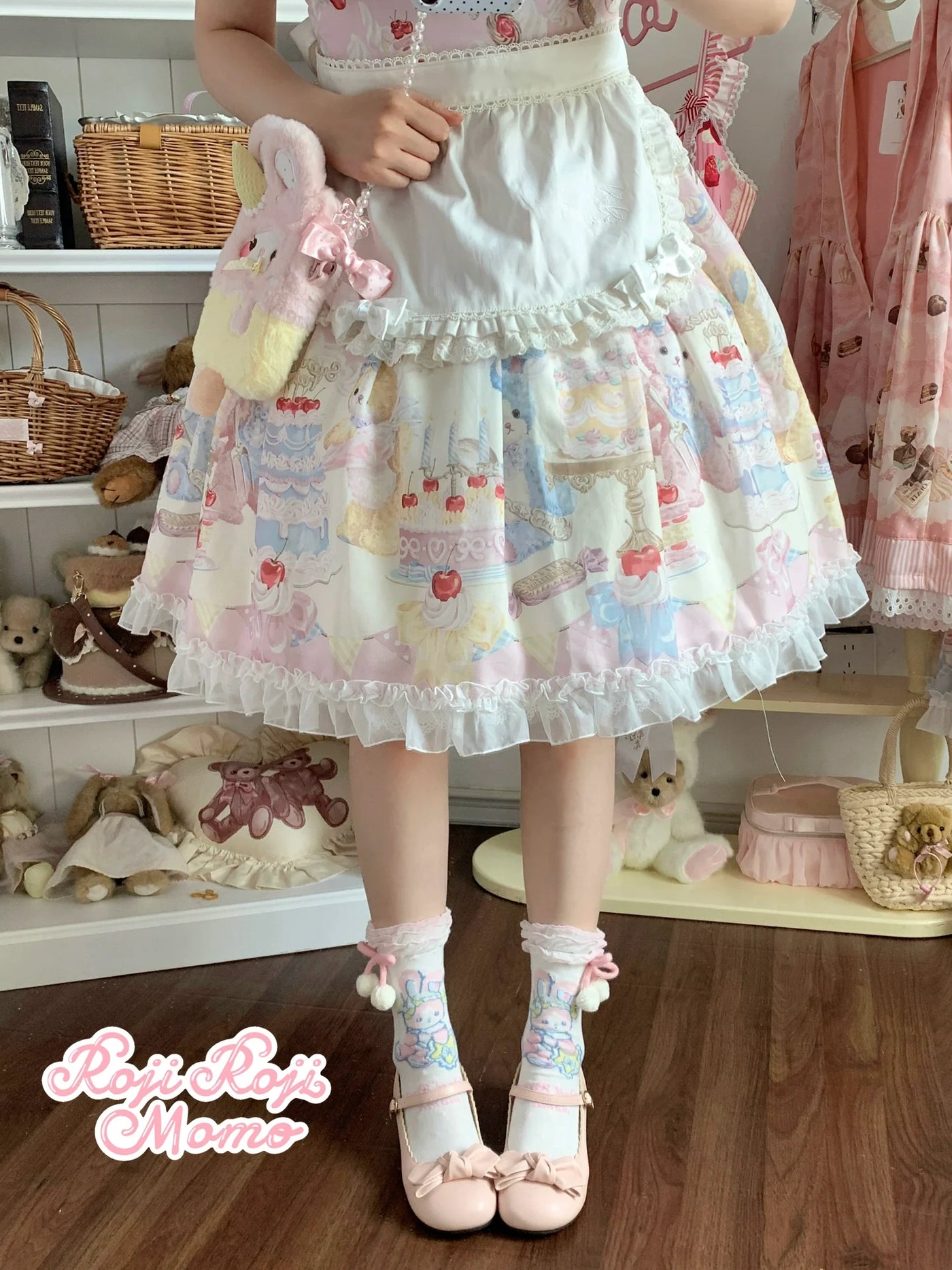 Roji Roji - Kawaii Lolita Mid-Calf Socks - Rabbit Print Socks