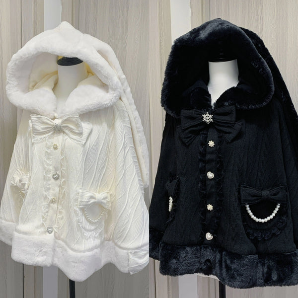 Virtual Heaven Bunny-Ear Bow & Pearl-Detail Cape — additional product view