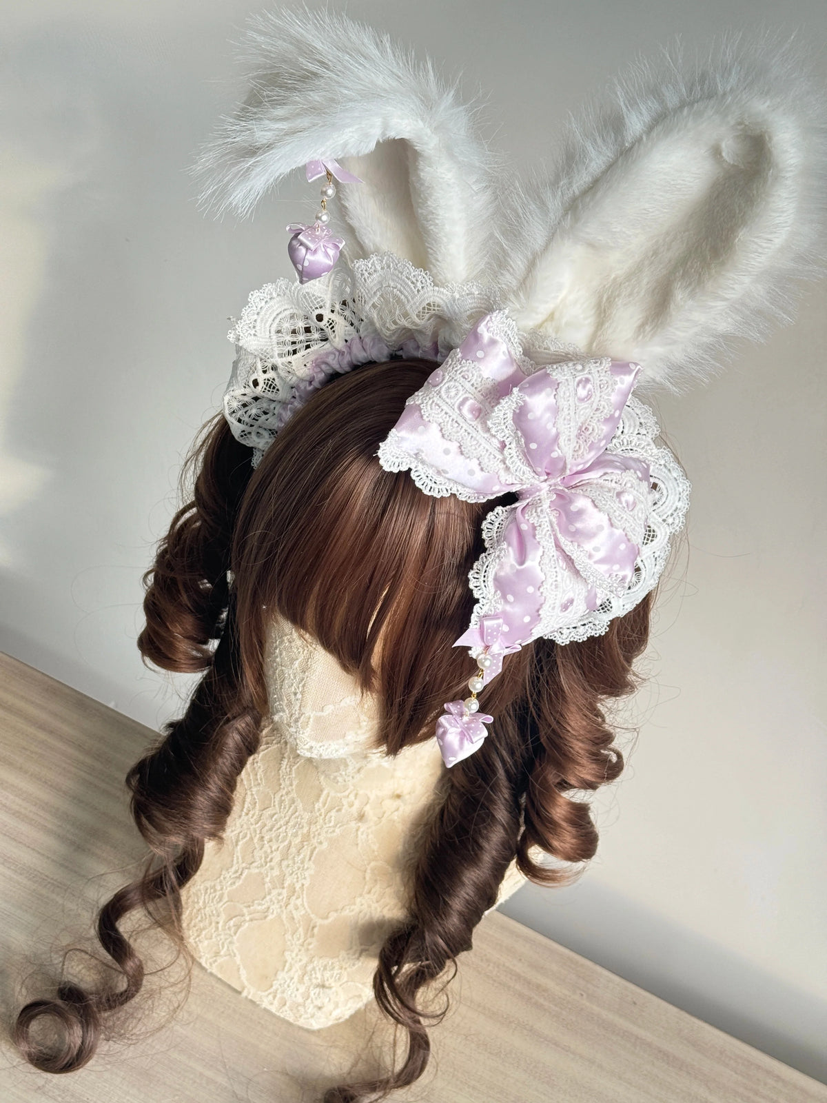 MAID - Polka Dot Bow - Sweet Lolita Headdress with Bunny-Ear Options - product detail 5